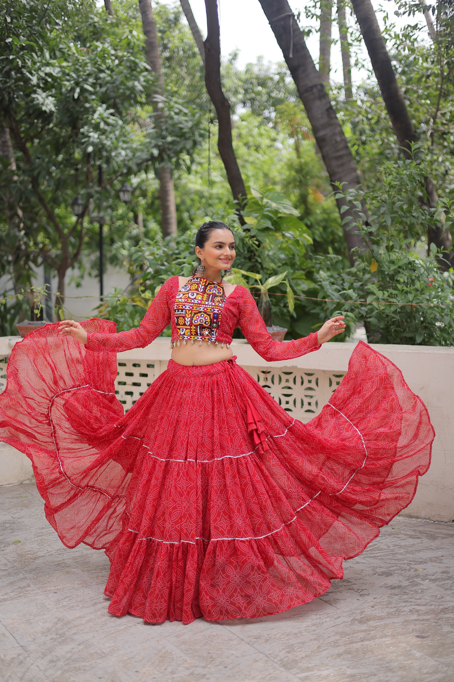 Geoegette Bandhej Lehenga Choli  (4 Colors)
