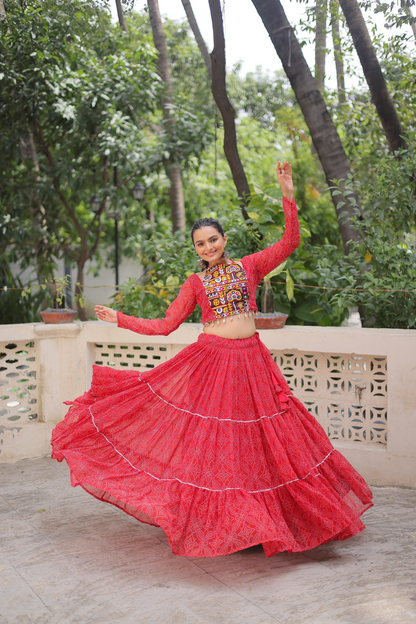 Geoegette Bandhej Lehenga Choli  (4 Colors)