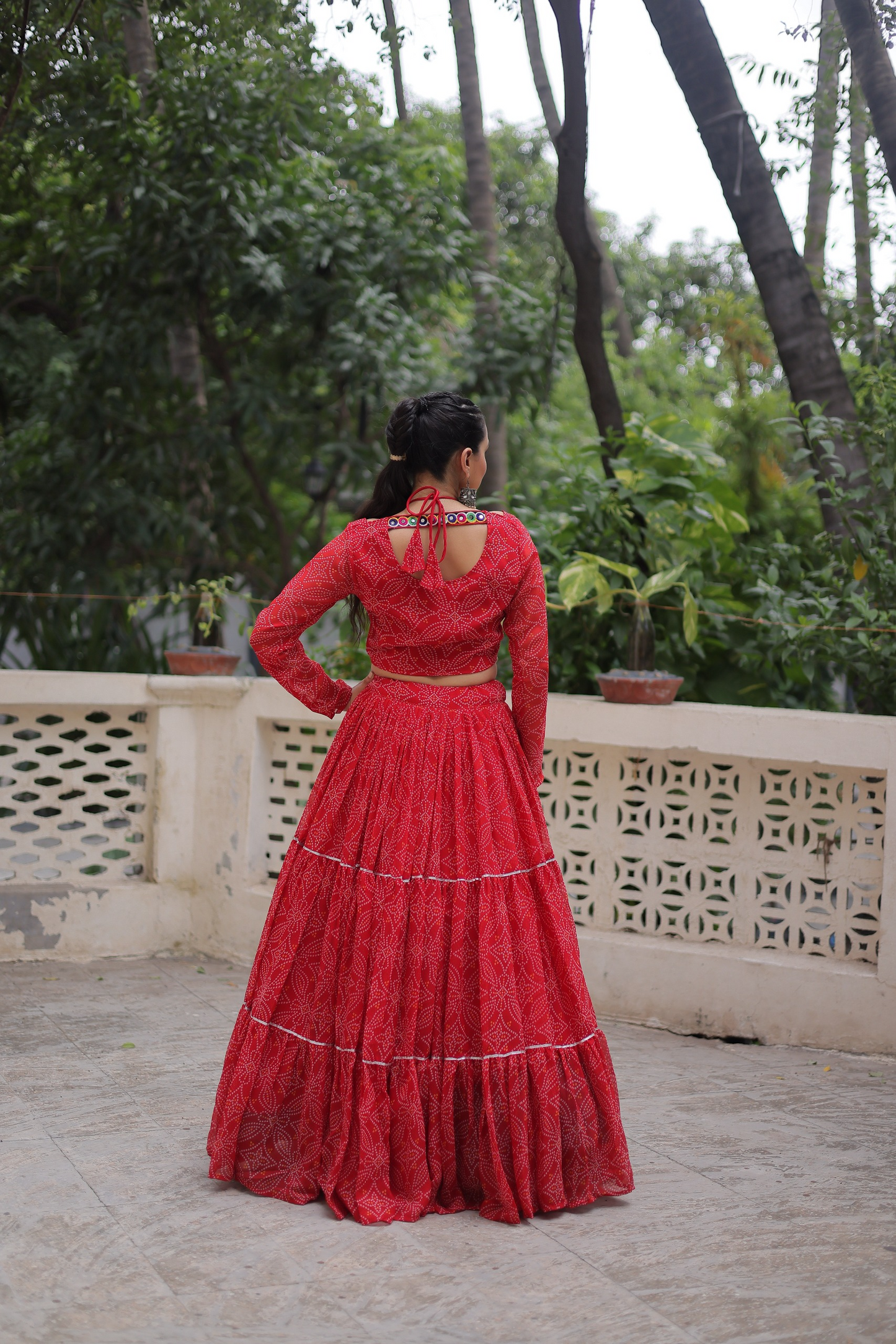 Geoegette Bandhej Lehenga Choli  (4 Colors)