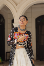 Black Bandhej Kurti & Lehenga  Set