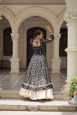 Black Bandhej Kurti & Lehenga  Set