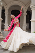 Pink Bandhej Kurti & Lehenga Set