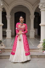 Pink Bandhej Kurti & Lehenga Set