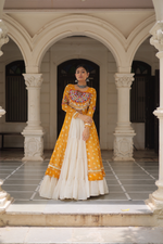 Yellow Bandhej Kurti & Lehenga Set