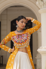 Yellow Bandhej Kurti & Lehenga Set