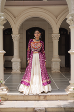Purple Bandhej Kurti & Lehenga Set