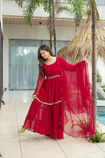 Red 60 Gram Micro Cotton Kediya Sharara