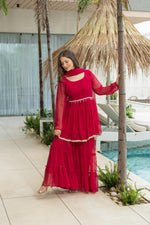 Red 60 Gram Micro Cotton Kediya Sharara