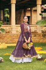 Purple Bandhani Lehenga Choli With Shrug Set