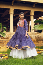 Blue Bandhani Lehenga Choli With Shrug Set