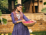 Blue Bandhani Lehenga Choli With Shrug Set