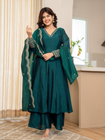 Rama Silk Festive Anarkali Suit With Palazzo
