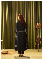 Classic Black Mul Chanderi Embroidered Suit Set