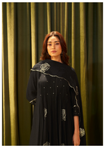 Classic Black Mul Chanderi Embroidered Suit Set