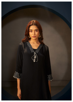 Black Crepe Applique Work Kurta Suit Set