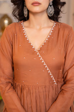 Brown Mul Chanderi Anarkali Festive Suit