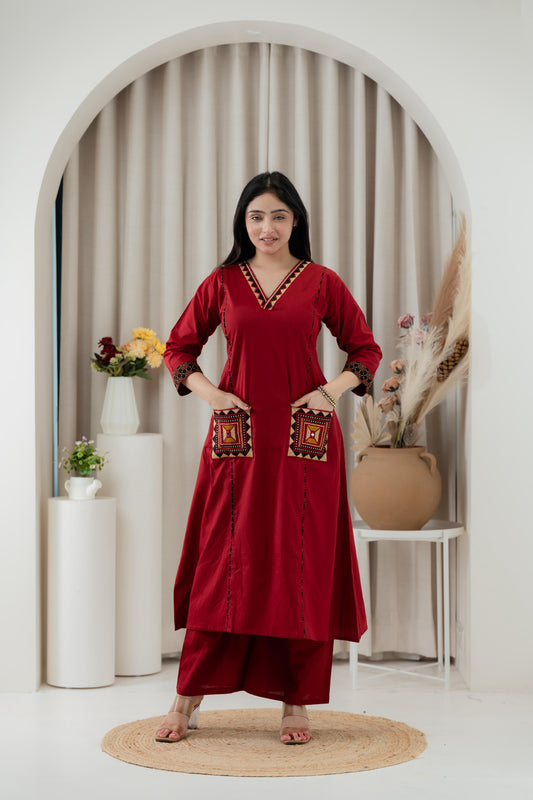 Gamthi Cotton Kurta & Plazzo Set (4 Colors)