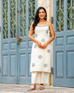 Floral Roman Silk Shoulder Starp Kurti Pant & Dupatta