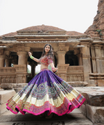 Colorful Muslin Printed Flared Lehenga Choli