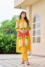 Yellow Floral Cotton Printed Pinex Co-Ord Set