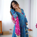 Blue Georgette Bandhani Anarkali Suit