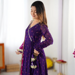 Purple Georgette Bandhani Anarkali Suit