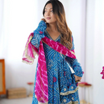 Blue Georgette Bandhani Anarkali Suit