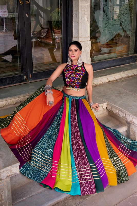 Rainbow Rayon Gaamthi Readymade  Lehenga Choli