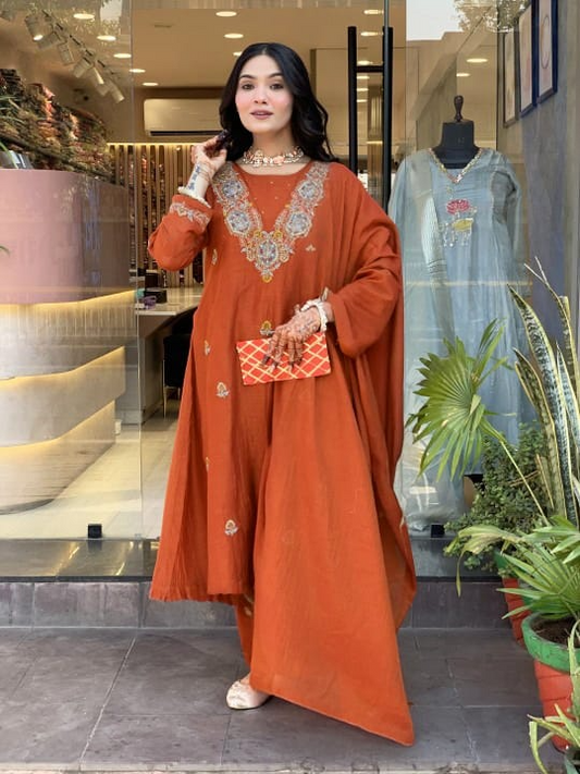 Vichitra Silk Sequence Cooding Embroidered Festive Suit Set