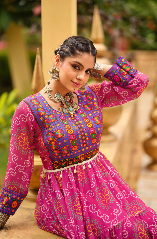 Pink Gamthi Georgette Gown ( 2 Colors)