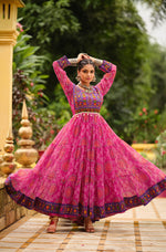 Pink Gamthi Georgette Gown ( 2 Colors)