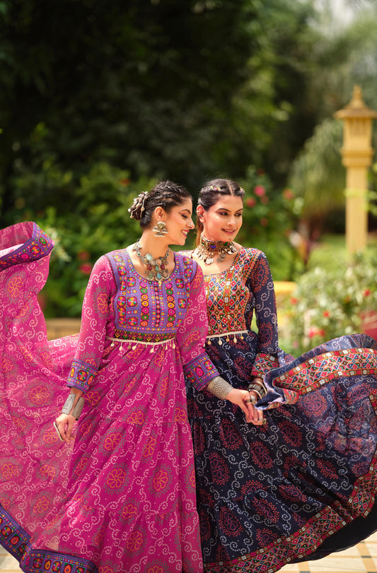 Puple Gamthi Georgette Gown