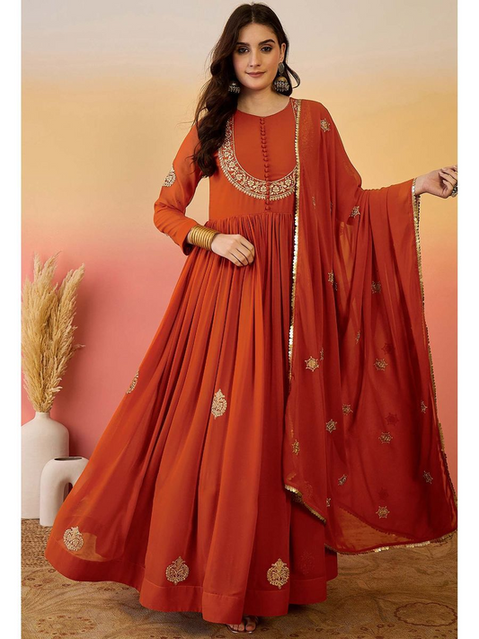 Georgette Embroidered  Festive Anarkali Suit