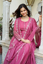 Pink Georgette 7 MM Sequence Embroidered Festive Gown