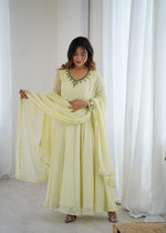 Lime Yellow  Georgette Festive Gown