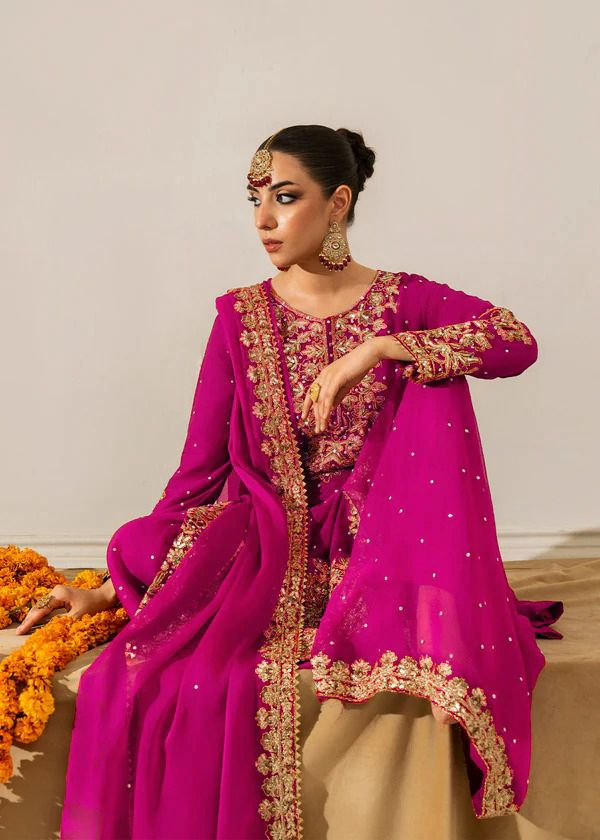 Pink Georgette Festive Sharara Suit Set
