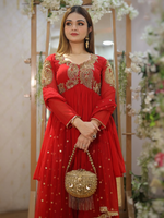 Orange Sequence embroidered Georgette Sharara Suit Set