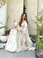 Off White Chinon Sequence Embroidered Anarkali Suit With Palazzo