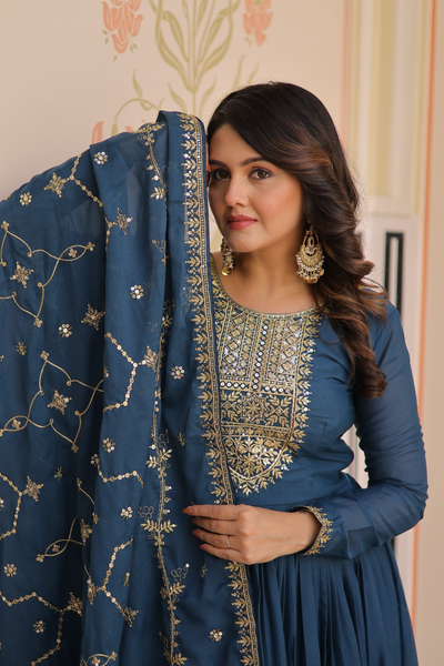 Rama Embroidered Georgette Gown