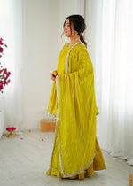 Lime Yellow Mul Chanderi Sharara Suit Set