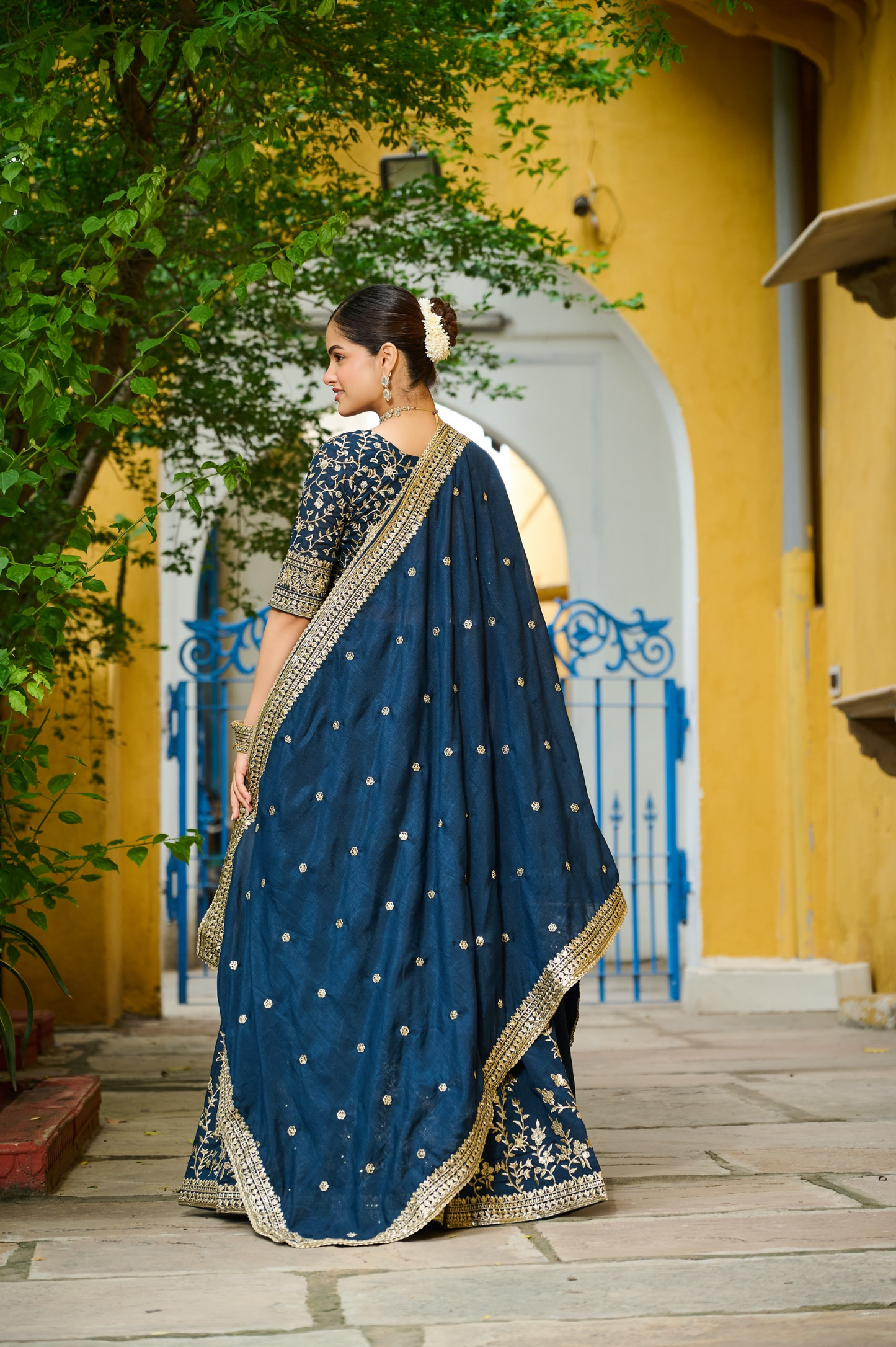 Vichitra Silk Sequins Embroidered Lehenga- Semi Stitched