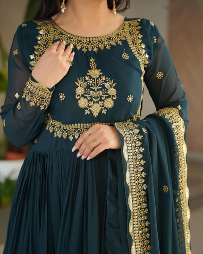 Rama Sequence Embroidered Georgette Gown