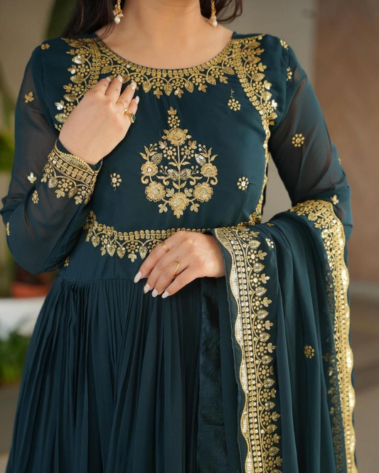 Rama Sequence Embroidered Georgette Gown