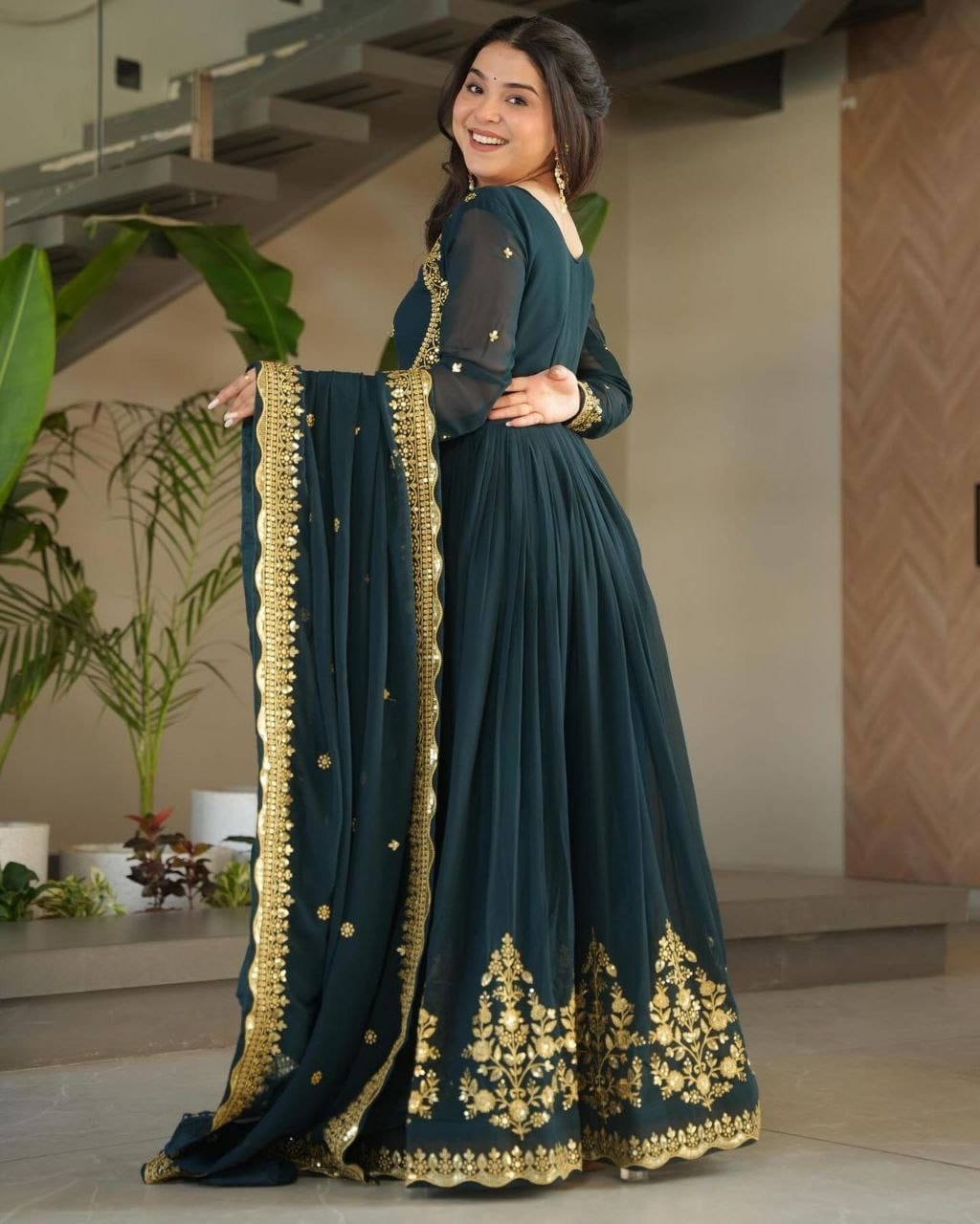 Rama Sequence Embroidered Georgette Gown