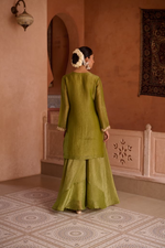 Henna Shimmer Tissue Embroidered Festive Kurta Palazzo Suit Set