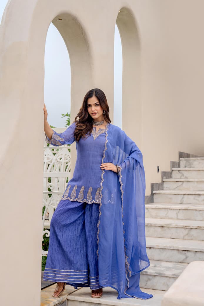 Vodka Bloom Mul Chanderi Sharara Suit