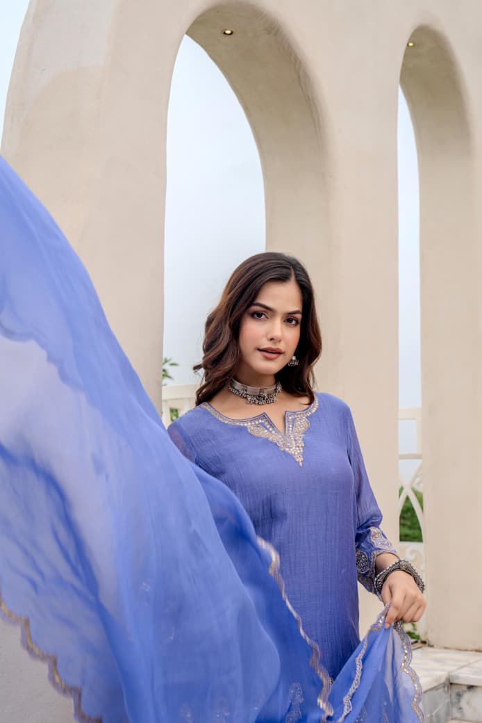 Vodka Bloom Mul Chanderi Sharara Suit
