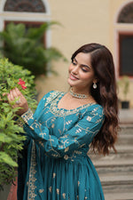 Rama Chinon Sequins Embroidered Gown with Palazzo