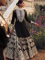 Black Chinon Sequencce Embroidered Lehenga