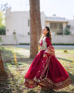 Red Georgette Thread & Sequence Embroidered Gown